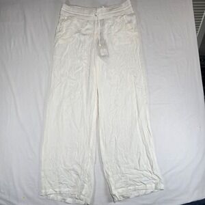 Prana Fernie Beach Pant White Tencel Modal Wide Leg Drawstring 1969101 Womens L